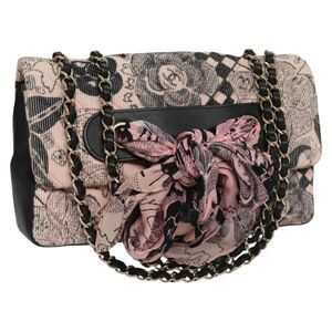 Chanel Flap Shoulder Canvas Pink Cotton Shoulder Bag Bag